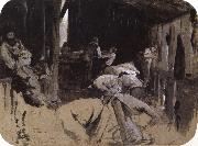 Tom roberts, First sketch for Shearing the Rams